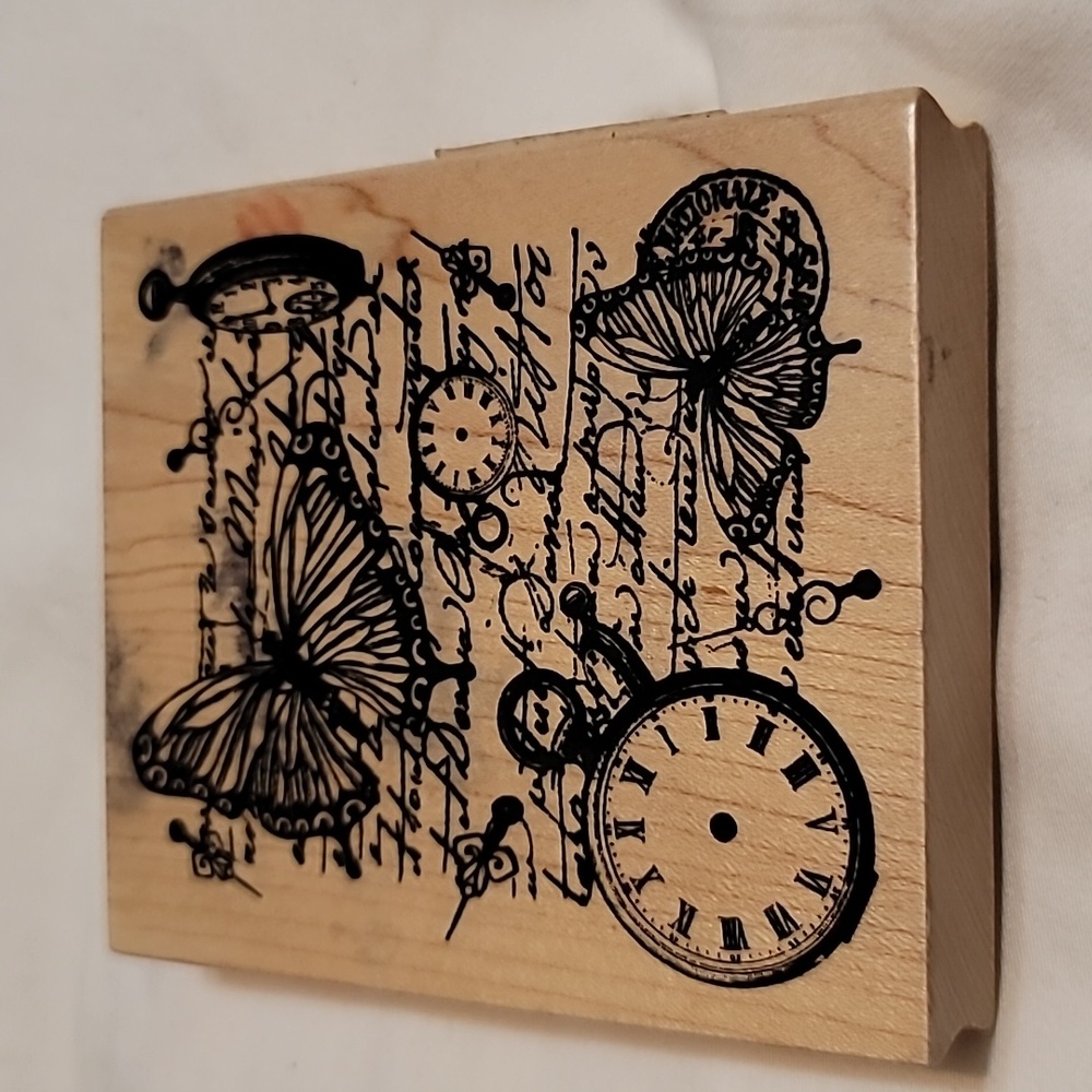 Inkadinkado Mounted Rubber Stamp, 4 by 3.5-Inch, Time Flies Collage